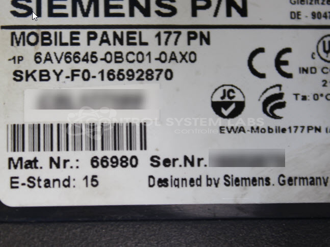 Siemens 6AV6645-0BC01-0AX0 Simatic Mobile Panel | Control System Labs