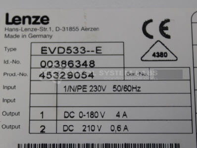 Lenze EVD533--E Series 530 Motor Speed Control | Control Lenze EVD533--E Series 530 Motor Speed Control | Control
