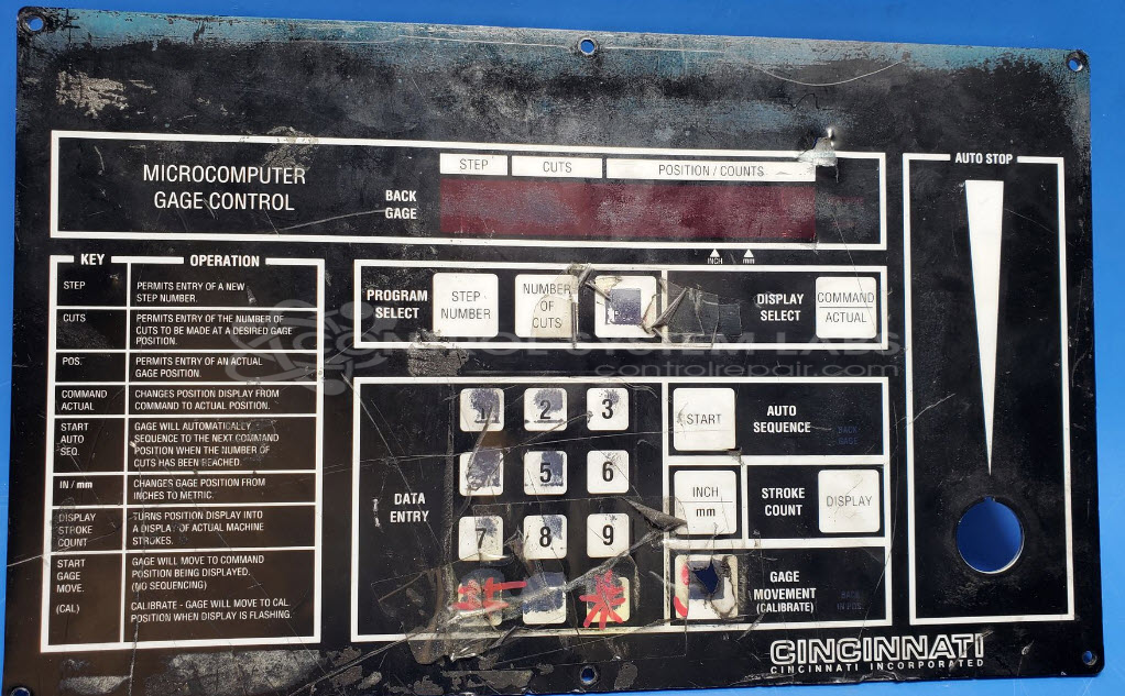 Microcomputer Gage Control Front panel