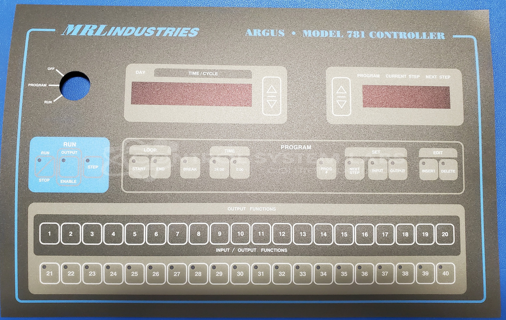 MRL INDUSTRIES ARGUS 781 CONTROLLER Overlay